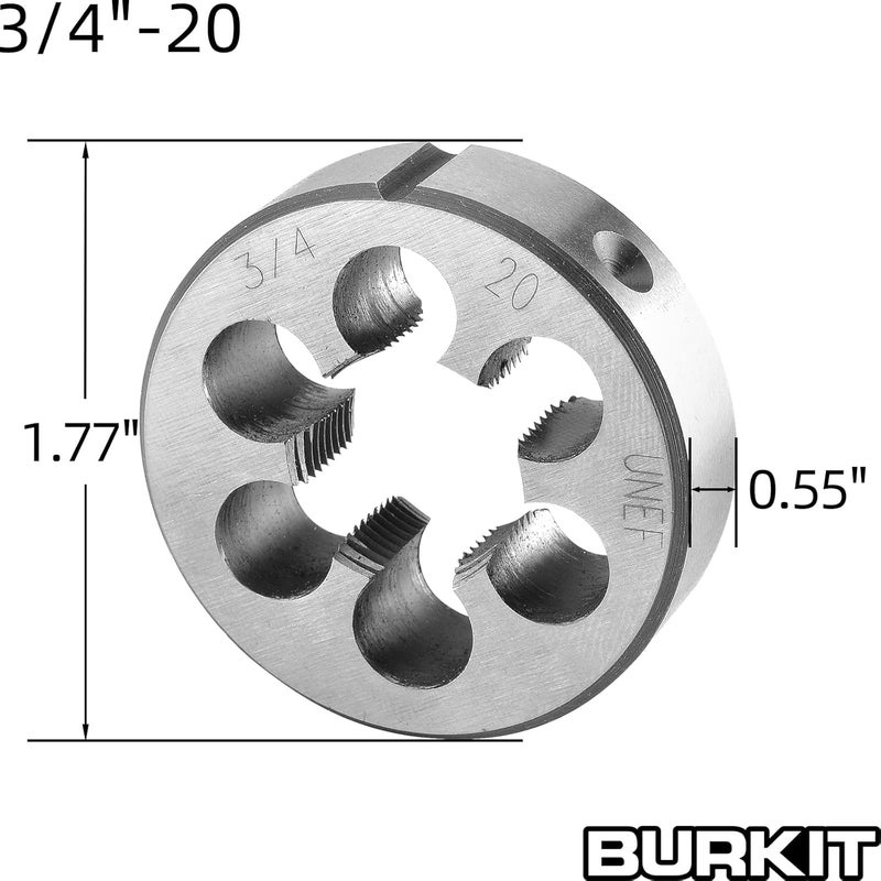 Burkit 3/4"-20 UNEF Tap and Die Set, 3/4 x 20 UNEF Machine Thread Tap and Round Die Right Hand - Image 3